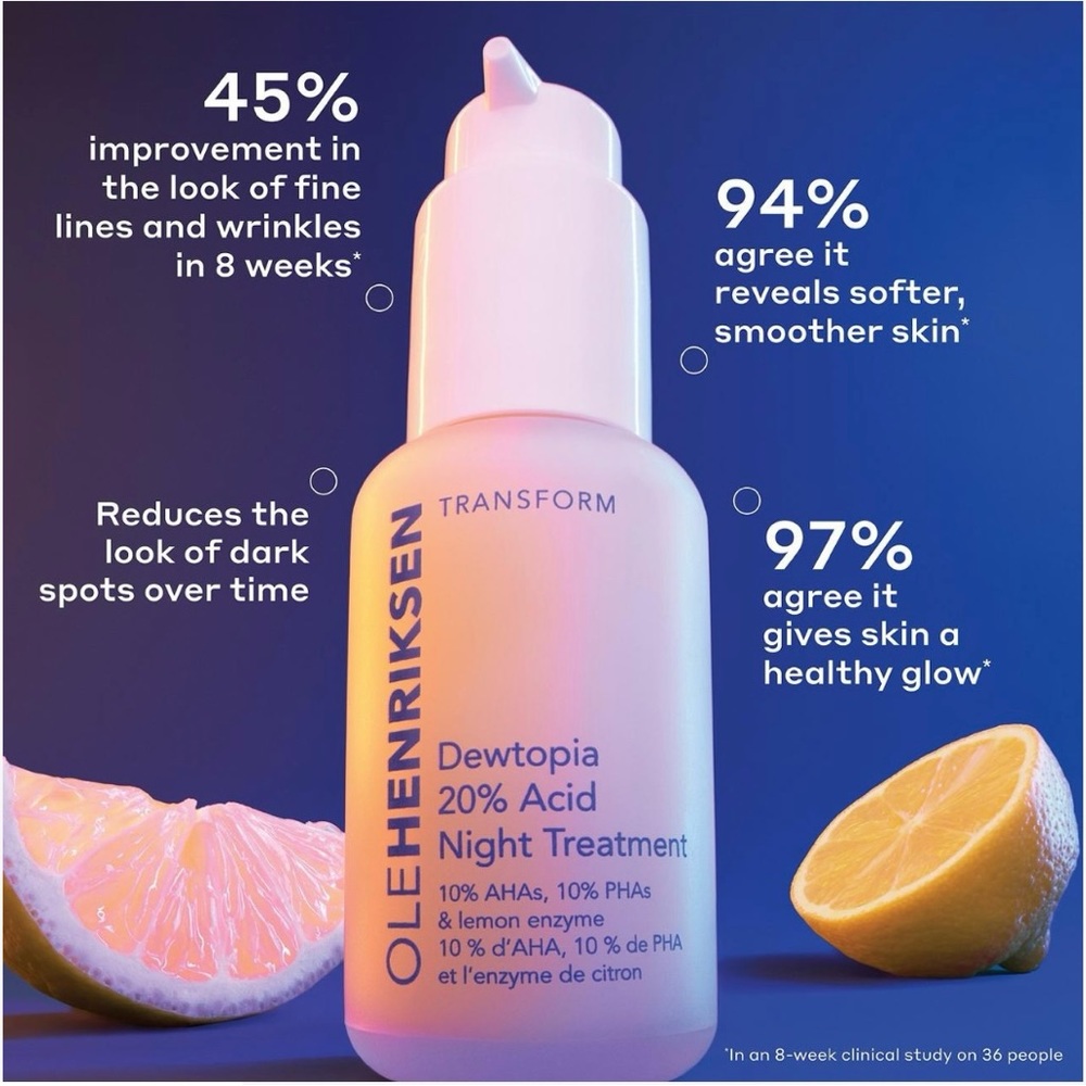 OLEHENRIKSEN Dewtopia 20% PHA/AHA Retexturizing Night Serum NEW - Picture 8 of 15